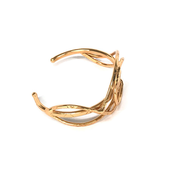 bracelet en laiton doré, mailles larges et courbes, vue de côté